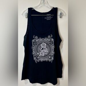 Torrid Black Floral Graphic Tank Top, Size 1